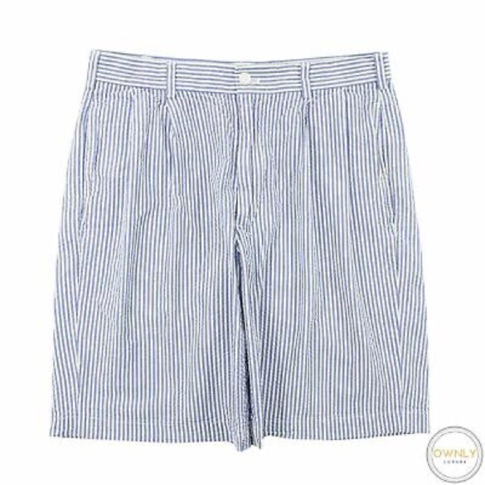Mens Blue & White Striped Brooks Brothers Shorts with pleats